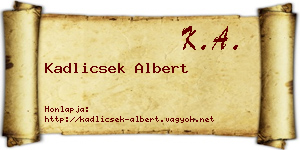 Kadlicsek Albert névjegykártya