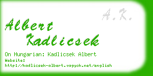 albert kadlicsek business card